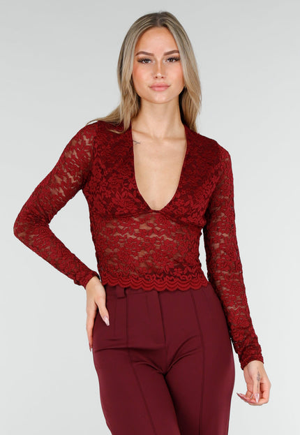 NEW221025 Bordeaux Kant Crop Top