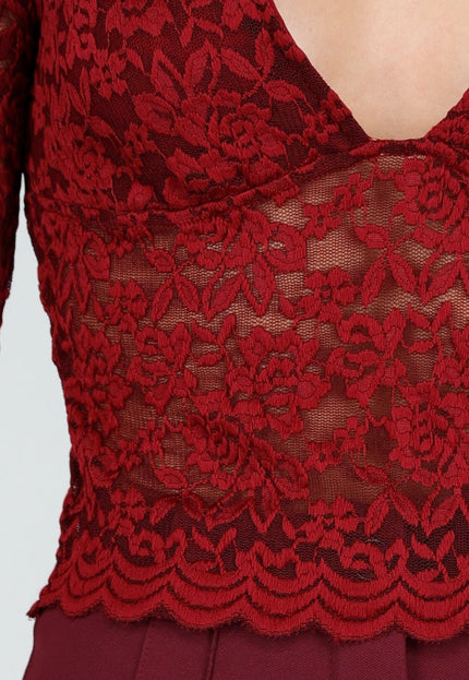 NEW221025 Bordeaux Kant Crop Top