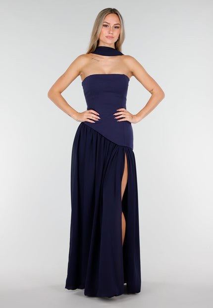 OP=OP.02.NL Donkerblauwe Strapless Maxi Jurk