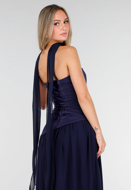 OP=OP.02.NL Donkerblauwe Strapless Maxi Jurk