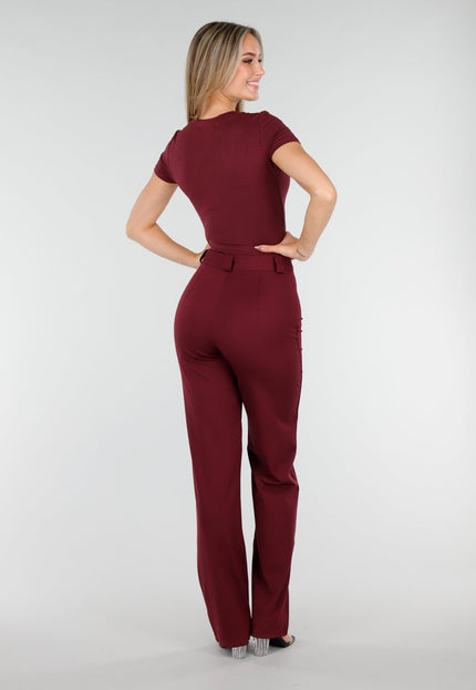 NEW221025 Rode Bodysuit met V-Hals