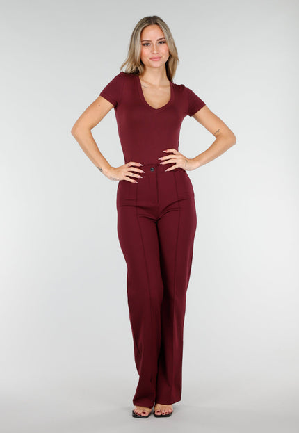 NEW221025 Rode Bodysuit met V-Hals