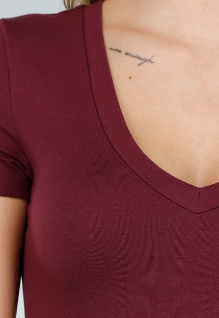 NEW221025 Rode Bodysuit met V-Hals