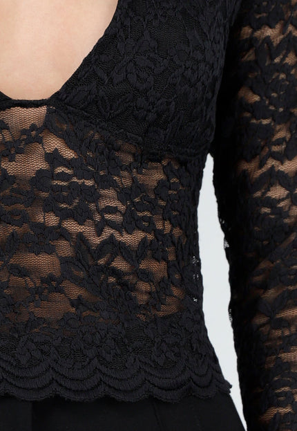 NEW221025 Zwarte Kant Crop Top