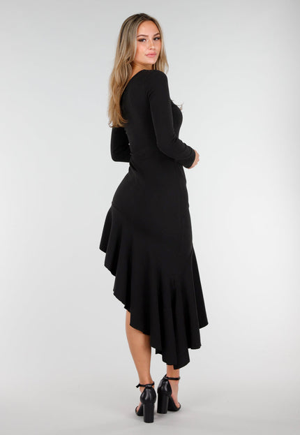 OP=OP.06.NL Zwarte One Shoulder Jurk