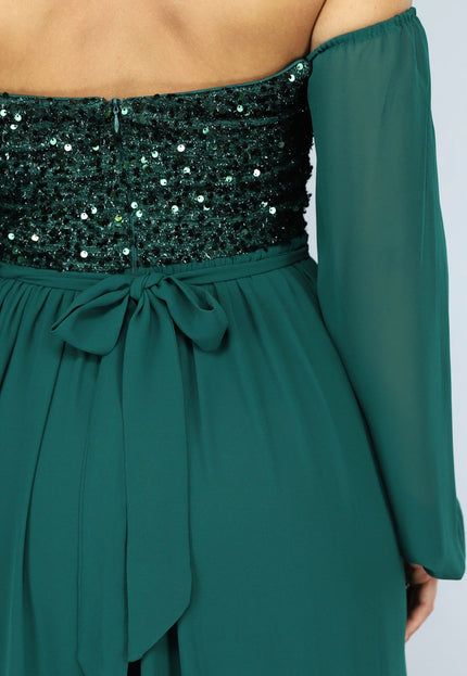 NEW2211 Groene Longsleeve Galajurk met Pailletten