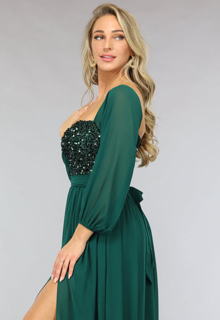 NEW2211 Groene Longsleeve Galajurk met Pailletten