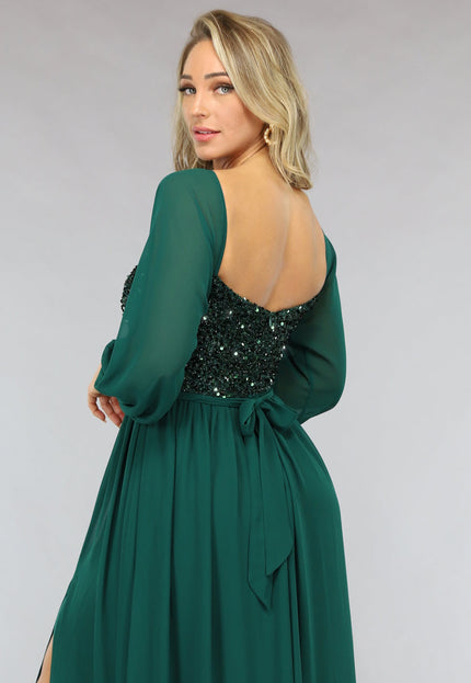NEW2211 Groene Longsleeve Galajurk met Pailletten