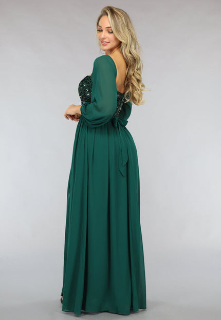 NEW2211 Groene Longsleeve Galajurk met Pailletten