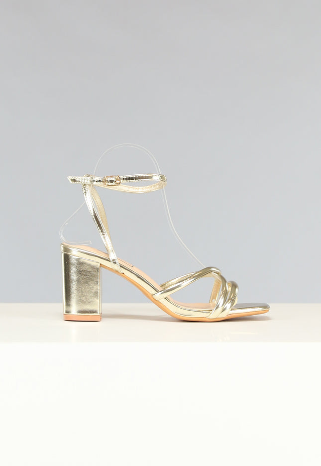 NEW2211 Metallic Gouden Strap Hakken met Lage Hak