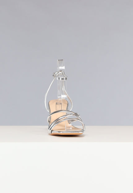 NEW2211 Metallic Zilveren Strap Hakken met Lage Hak