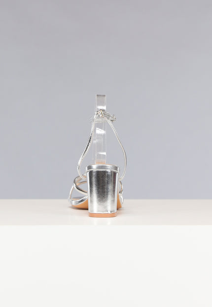 NEW2211 Metallic Zilveren Strap Hakken met Lage Hak