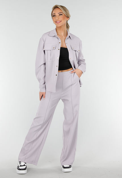 NEW230425 Grijze Co-ord Set met Rechte Pantalon