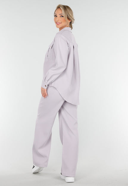 NEW230425 Grijze Co-ord Set met Rechte Pantalon