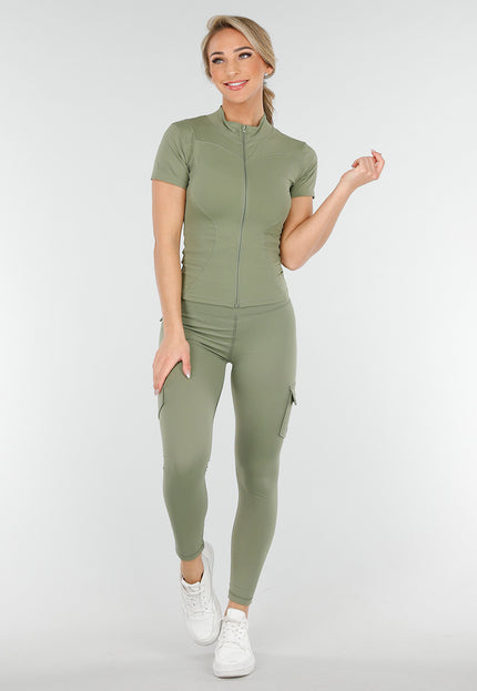 NEW230425 Khaki Two-Piece Set met Scrunch