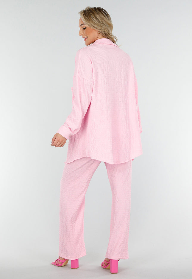 NEW230425 Lichtroze Crinkle Set met Stretch