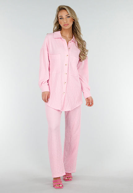 NEW230425 Lichtroze Crinkle Set met Stretch