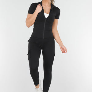 NEW230425 Zwarte Set met Cargo Legging