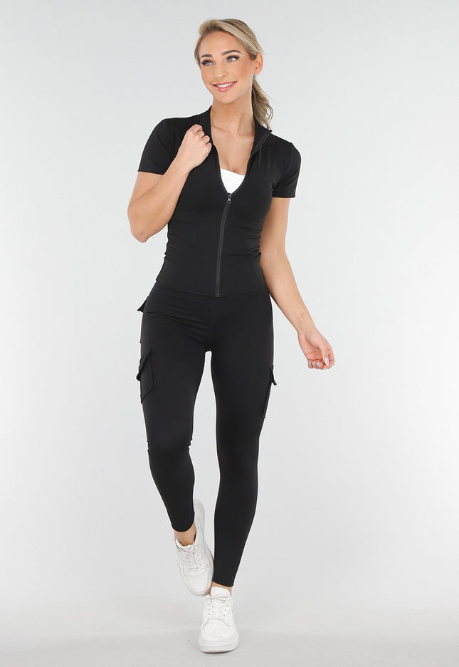 NEW230425 Zwarte Set met Cargo Legging