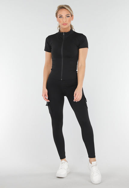 NEW230425 Zwarte Set met Cargo Legging