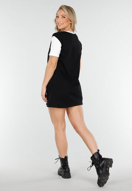 NEW230425 Zwarte T-Shirt Dress met Luipaardprint