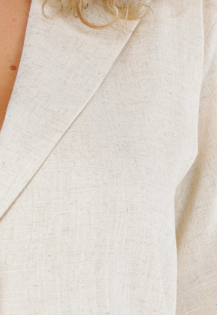 NEW230725 Beige Linnenlook Set met Blazer Top