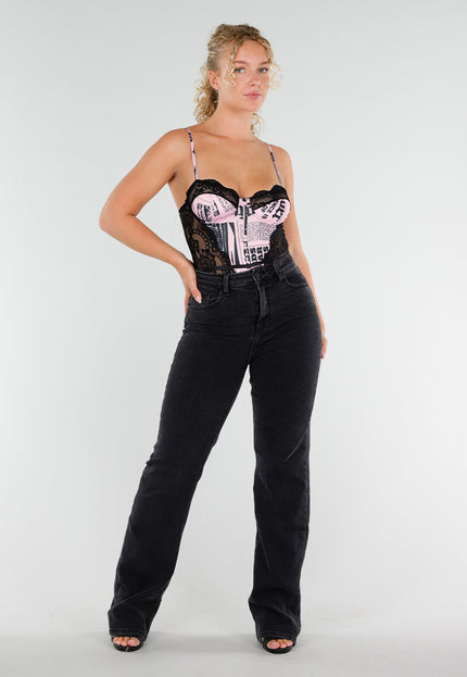 OP=OP.AV.09 Body met Krantenprint en Kant