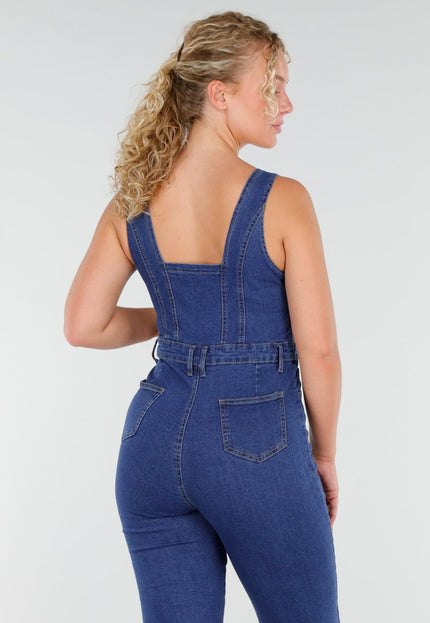 NEW230725 Mouwloze Denim Flared Jumpsuit