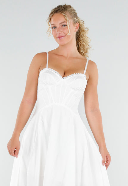 NEW230725 Witte Midi Jurk met Korset