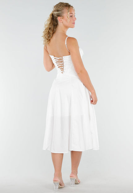 NEW230725 Witte Midi Jurk met Korset