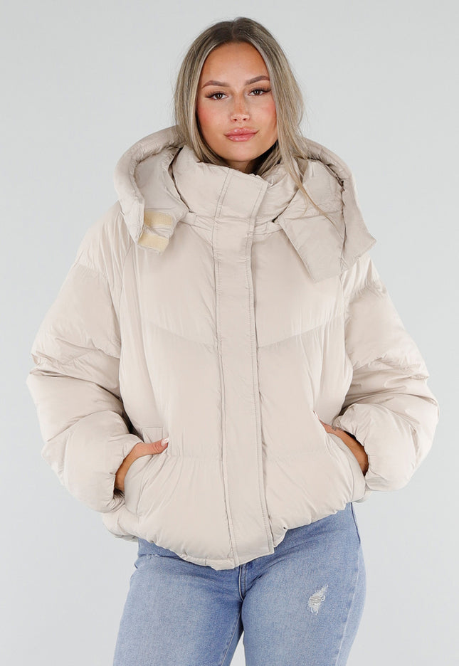 NEW230926 Beige Gewatteerde Puffer Winterjas