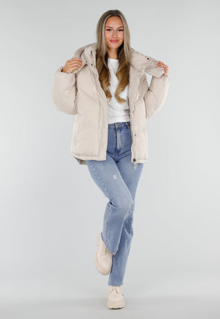 NEW230926 Beige Gewatteerde Puffer Winterjas