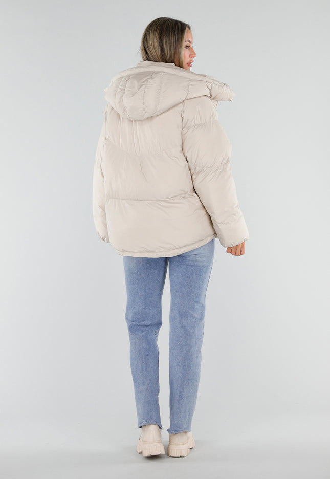 NEW230926 Beige Gewatteerde Puffer Winterjas
