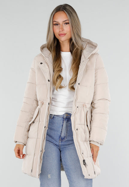 NEW230926 Beige Gewatteerde Winterjas met Bont
