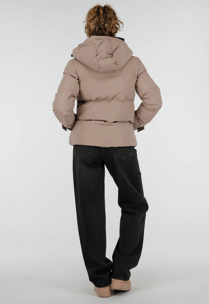 NEW230926 Beige Korte Gewatteerde Winterjas