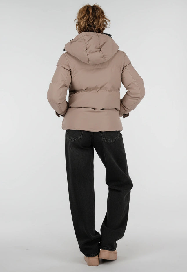 NEW230926 Beige Korte Gewatteerde Winterjas