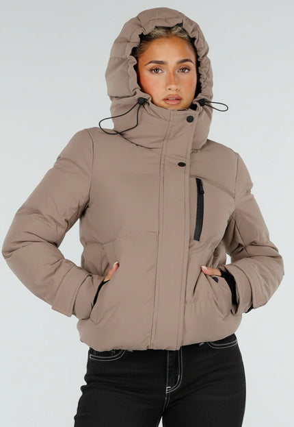 NEW230926 Beige Korte Gewatteerde Winterjas