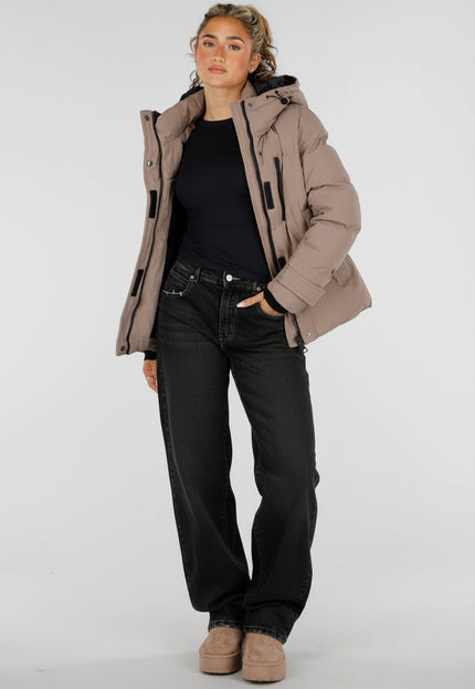 NEW230926 Beige Korte Gewatteerde Winterjas