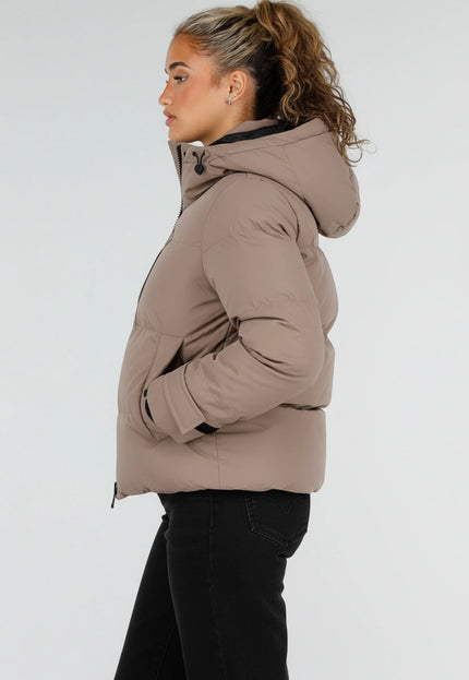 NEW230926 Beige Korte Gewatteerde Winterjas