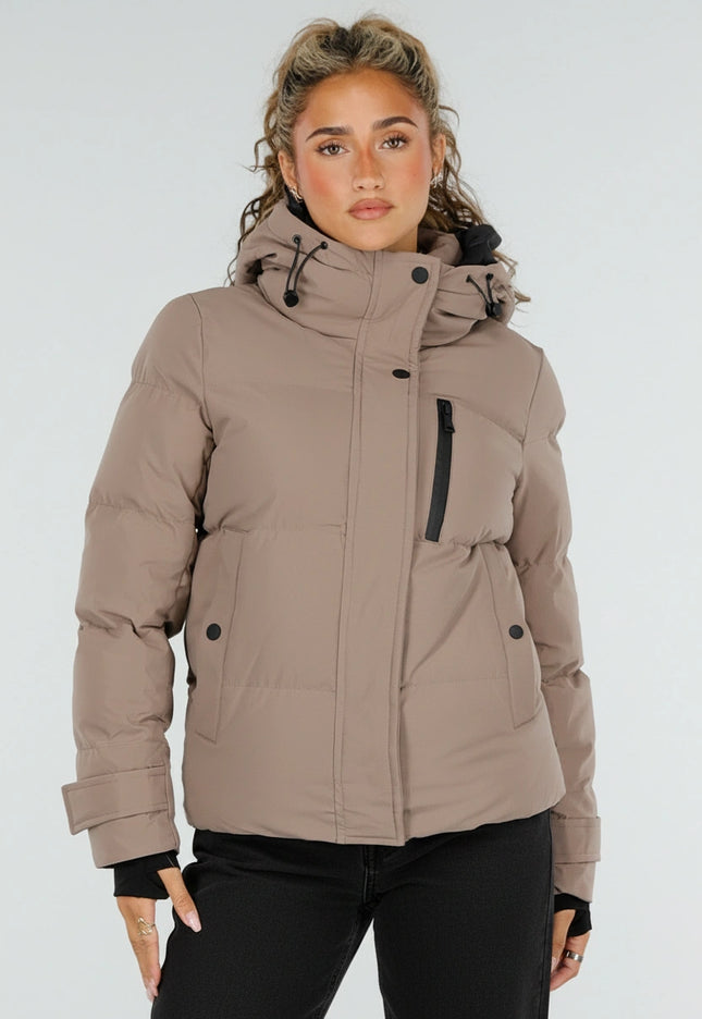 NEW230926 Beige Korte Gewatteerde Winterjas