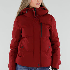 NEW230926 Bordeaux Puffer Winterjas met Capuchon