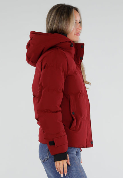 NEW230926 Bordeaux Puffer Winterjas met Capuchon