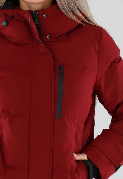 NEW230926 Bordeaux Puffer Winterjas met Capuchon
