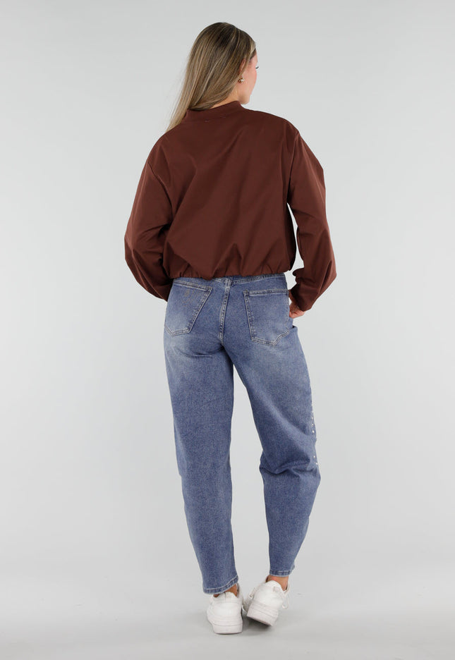 NEW230926 Bruin Kort Jasje met Ritssluiting