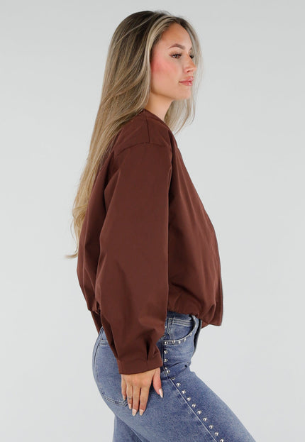 NEW230926 Bruin Kort Jasje met Ritssluiting