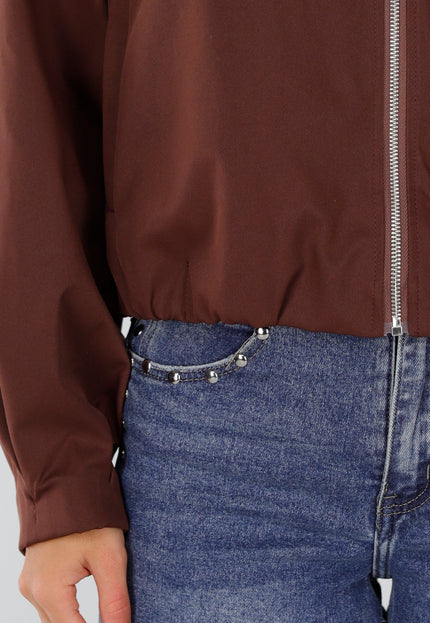 NEW230926 Bruin Kort Jasje met Ritssluiting
