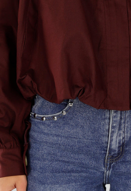 NEW230926 Burgundy Korte Jas met Hoge Kraag
