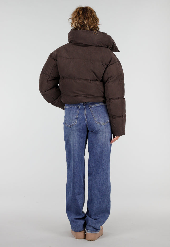 NEW230926 Zachte Bruine Korte Puffer Winterjas