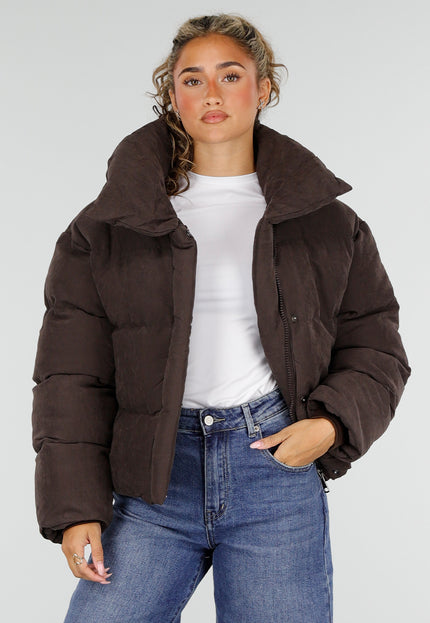 NEW230926 Zachte Bruine Korte Puffer Winterjas