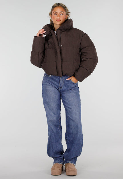 NEW230926 Zachte Bruine Korte Puffer Winterjas